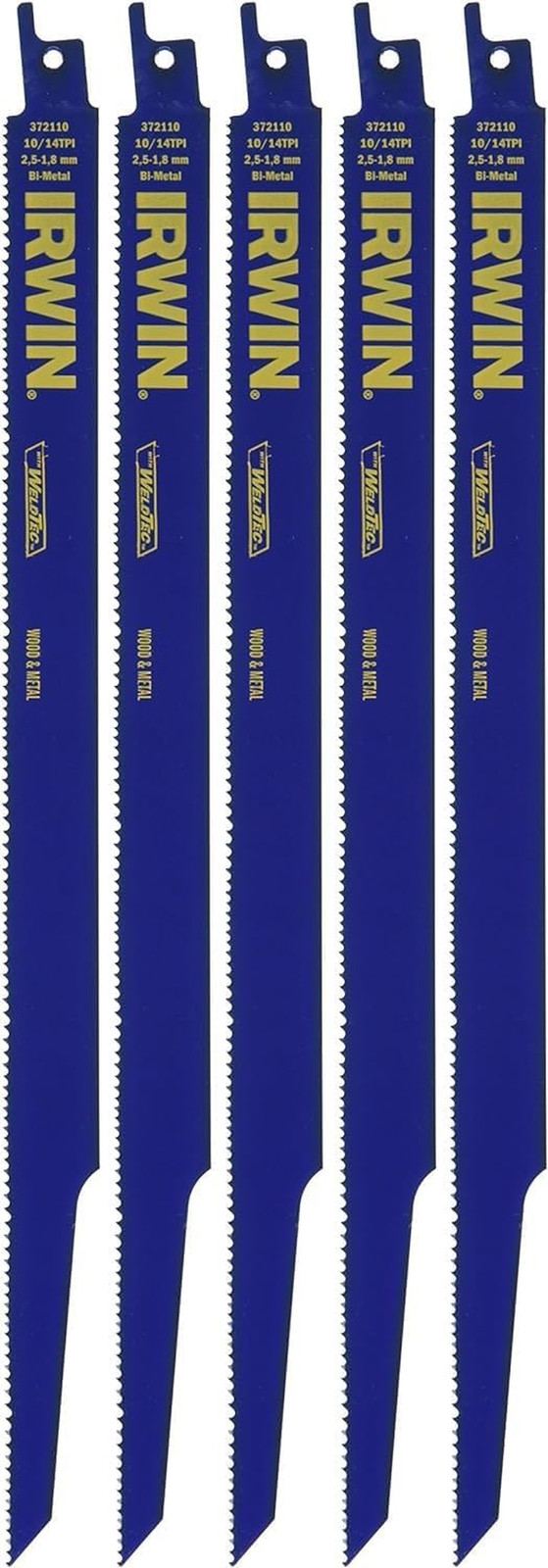 Irwin Tools 372110P5 Reciprocating Saw Blade 12-Inch 10/14TPI, 5 Pack gallery