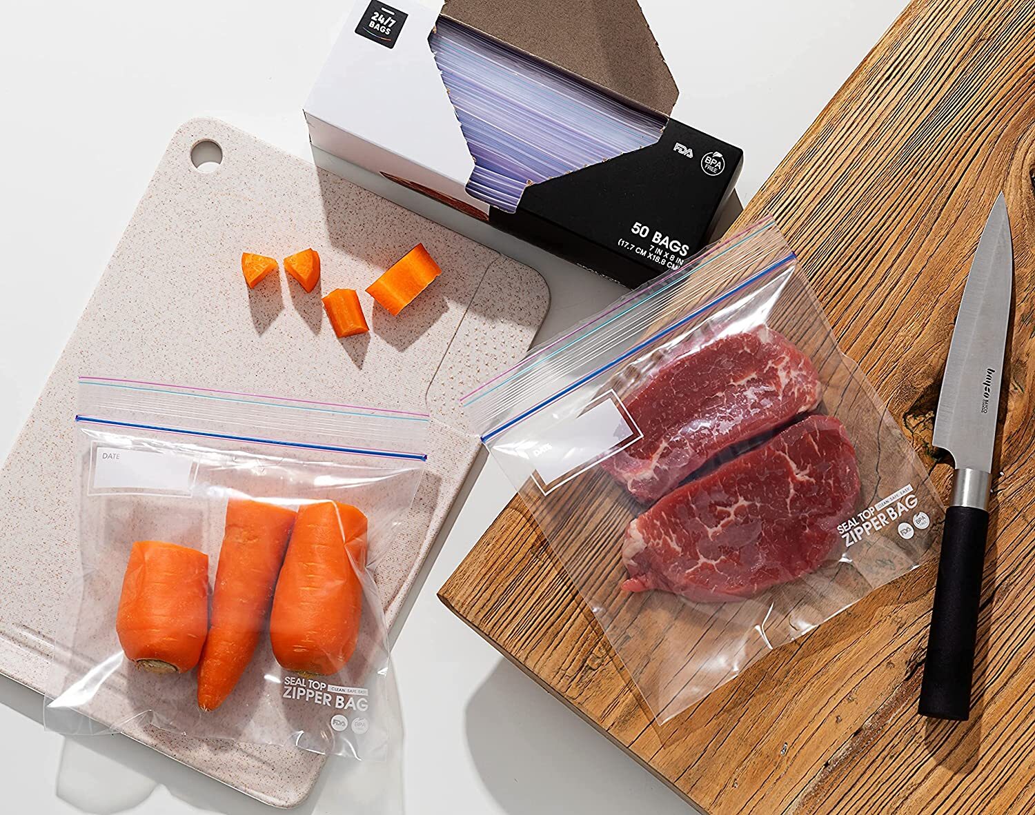 Food Storage Zip-lock Bags, Thick & Double Zipper Seal, Food Grade, Value Pack gallery