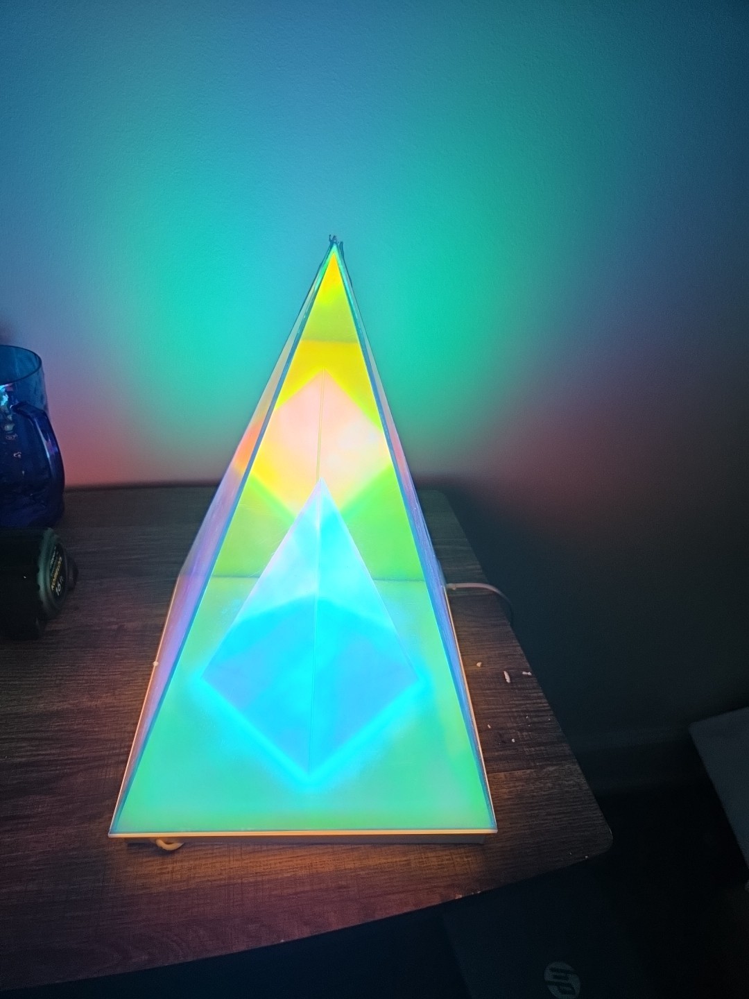 Creative Pyramid Table Lamp USB Powered Geometric Ambient Light Blue Acrylic gallery