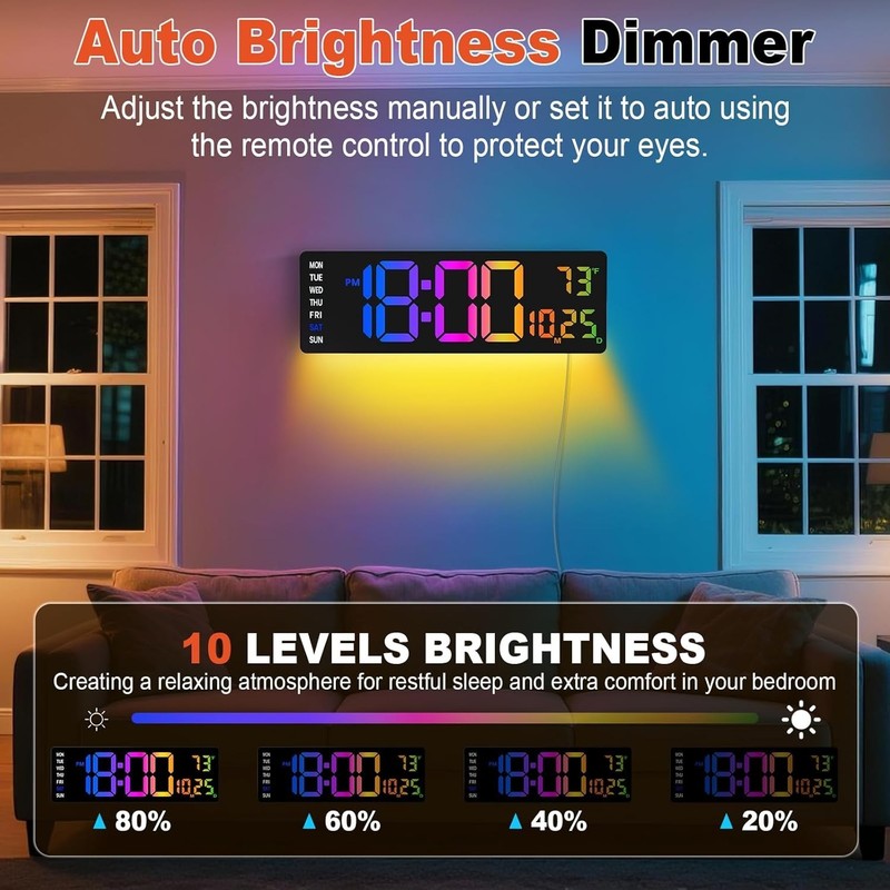 "Large Digital Wall Clock with Remote Control, 12 Inch LED Large Display Count.. gallery