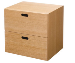 MUJI STACKABLE WOOD CHEST 2 RECTANGULAR DRAWERS OAK 14 x 14 x 11 in
