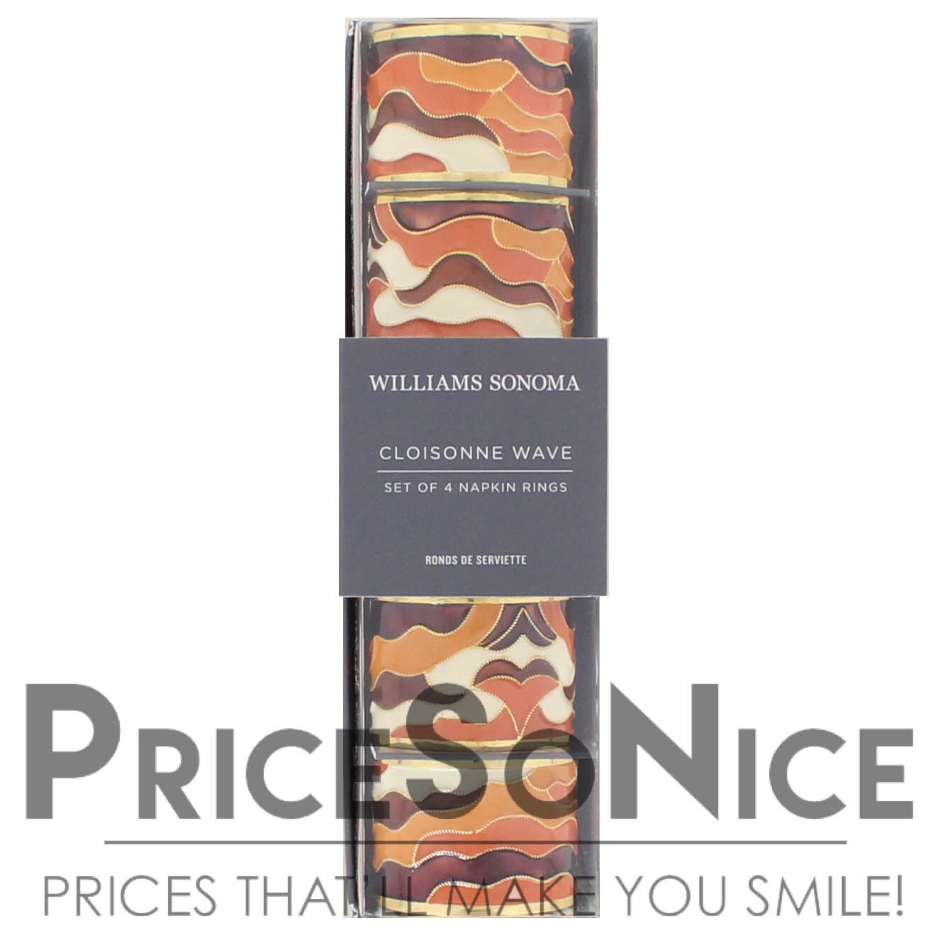 Williams Sonoma Cloisonné Wave Napkin Rings, Warm, Set of 4 MSRP $100 gallery