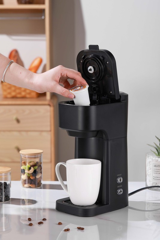 Black Matte Dual Brew Coffee Maker, Single Serve, Auto Shutoff, 14 Oz Reservoir gallery