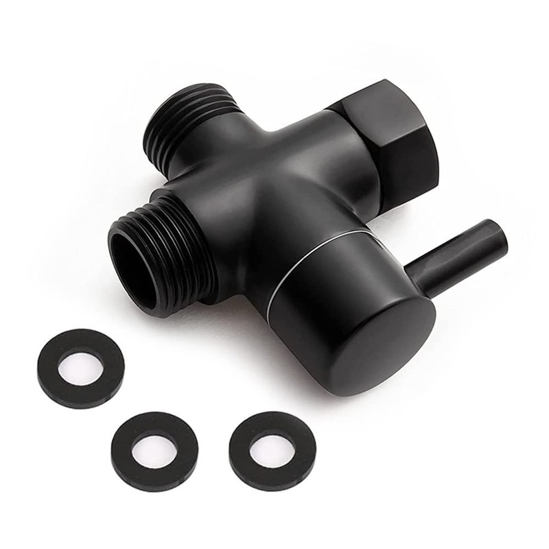 Solid Brass 3-Way G1/2 Shower Diverter (Matte Black) gallery