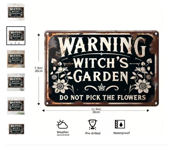 Rustic Witch Garden Wiccan Gothic Wall Decor Yard Spring Metal 12x8 Metal Sign gallery
