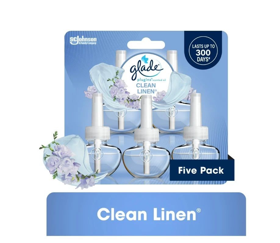 Glade PlugIns Scented Oil Refill Clean Linen Air Freshener 5 Pack 3.35 oz gallery