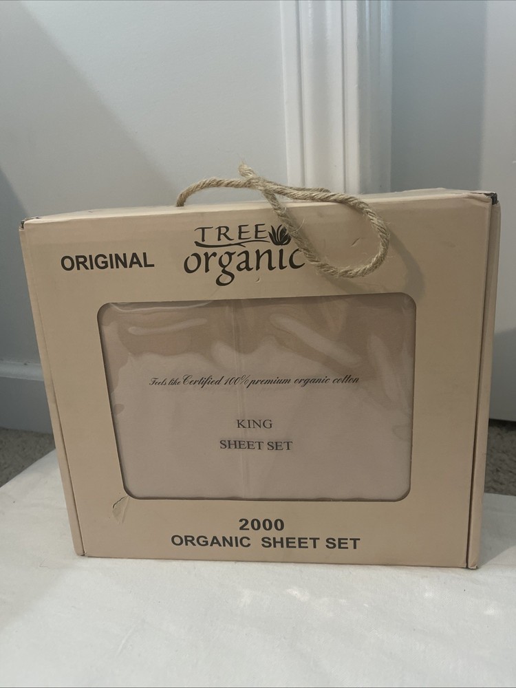Tree Organic King Sheet Set 2000 Thread Count Cotton Beige 4pc Bedding