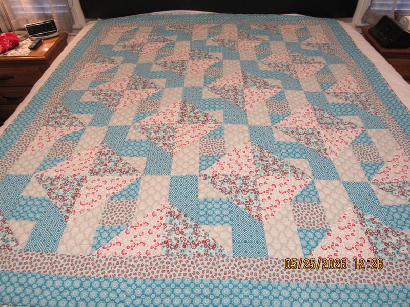 Handmade Patchwork Quilt, 100% cotton, bright pastel colors. gallery