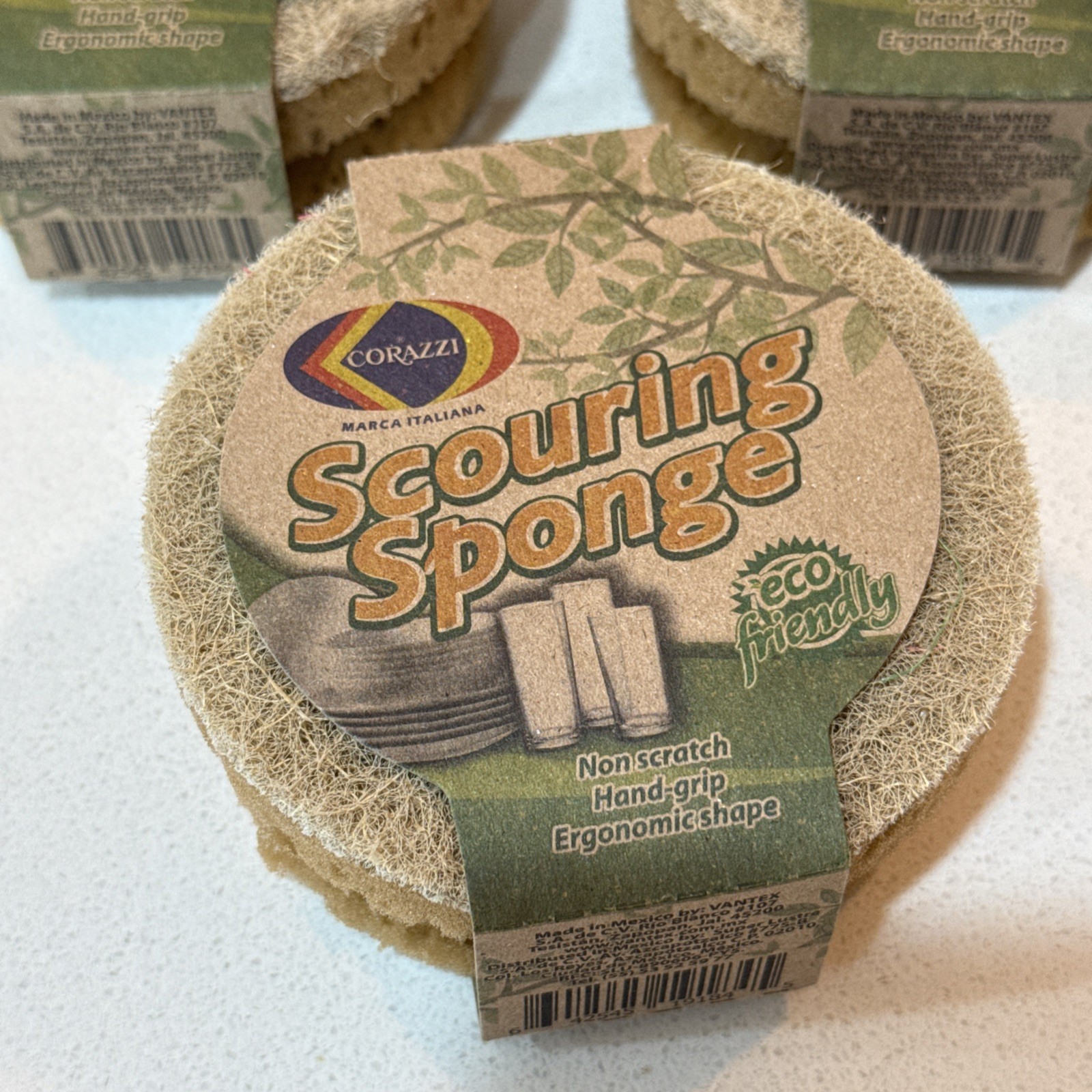 Eco Friendly Scouring Sponge 3 Pack Non Scratch Kitchen Scrub Pads Natural Fiber gallery