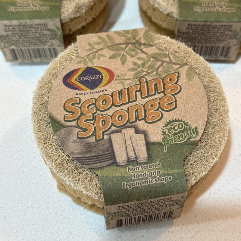 Eco Friendly Scouring Sponge 3 Pack Non Scratch Kitchen Scrub Pads Natural Fiber gallery