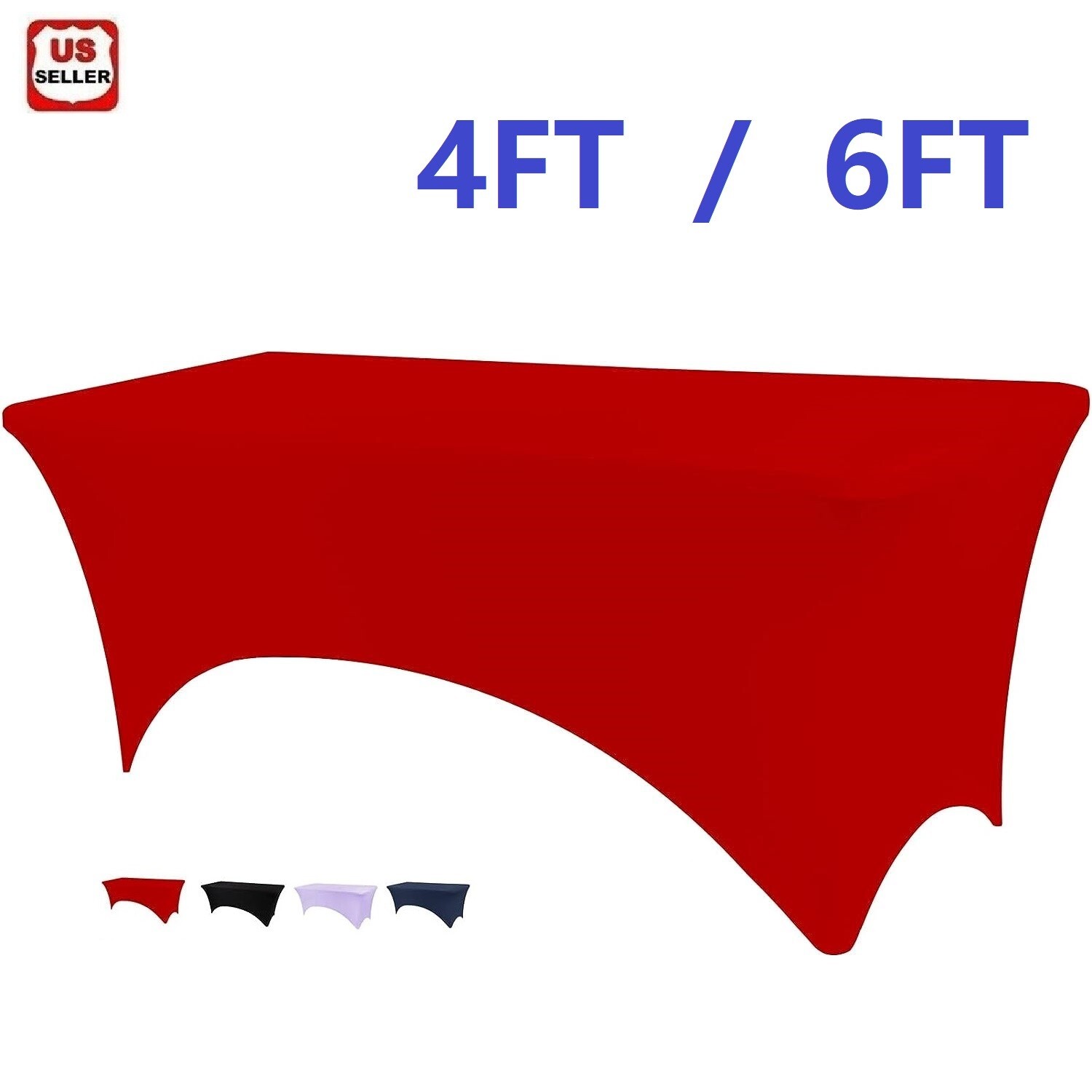 2PCS Spandex Fitted Tablecloth Rectangular Stretch Table Cover for Wedding Party gallery