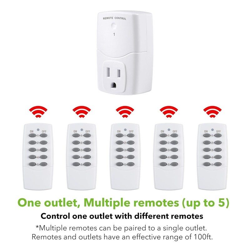 BN-LINK Wireless Remote Control Outlet Switch Power Plug In for lights LED bulbs gallery