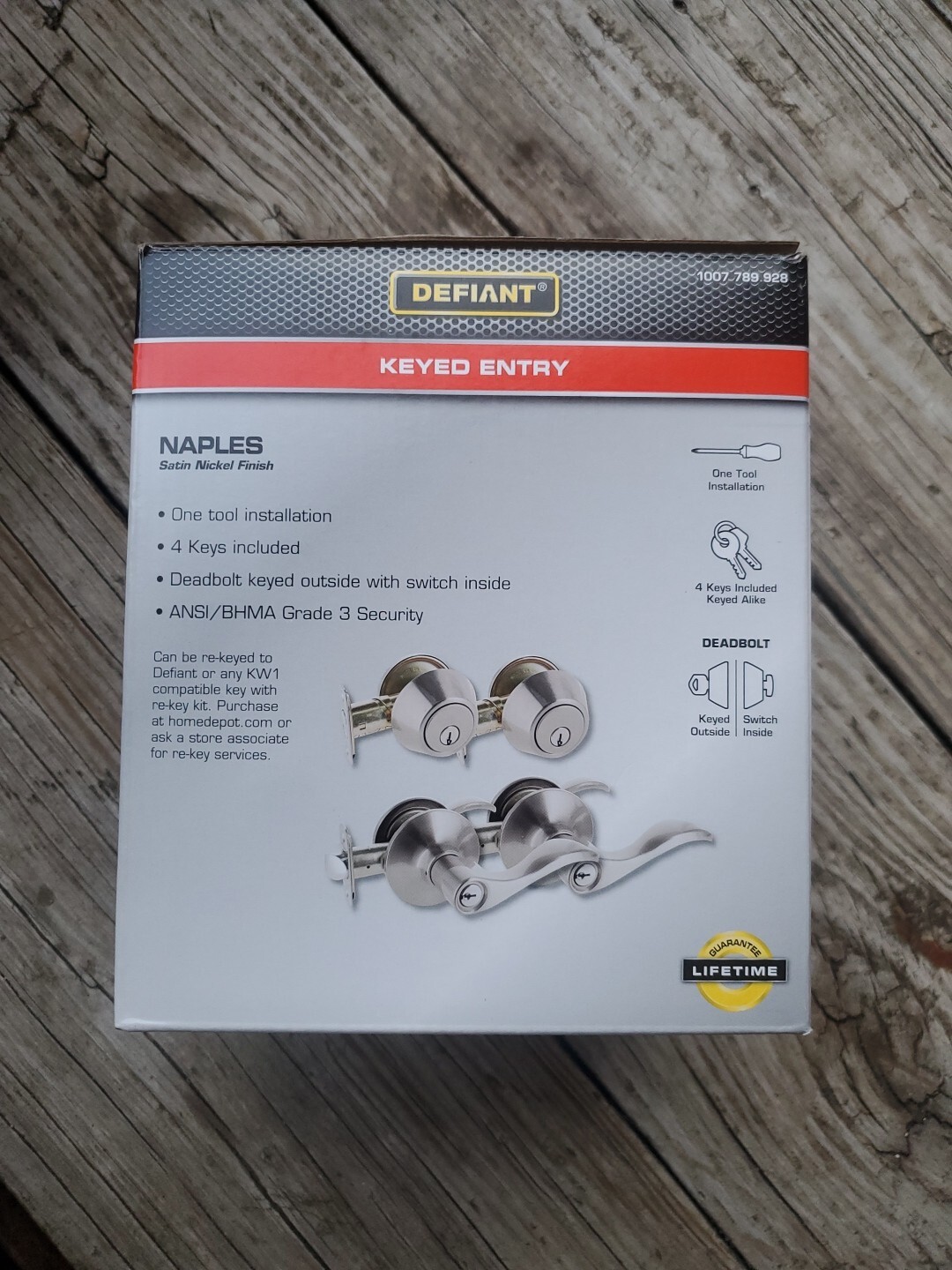 4 PACK Defiant Keyed Alike Entry 2 Deadbolts 2 Levers Set Naples Satin Nickel gallery