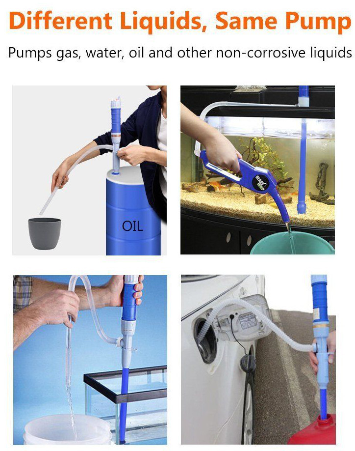 Battery Operated Liquid Transfer Pump Handheld Gas Oil Fish Tank Siphon Water gallery