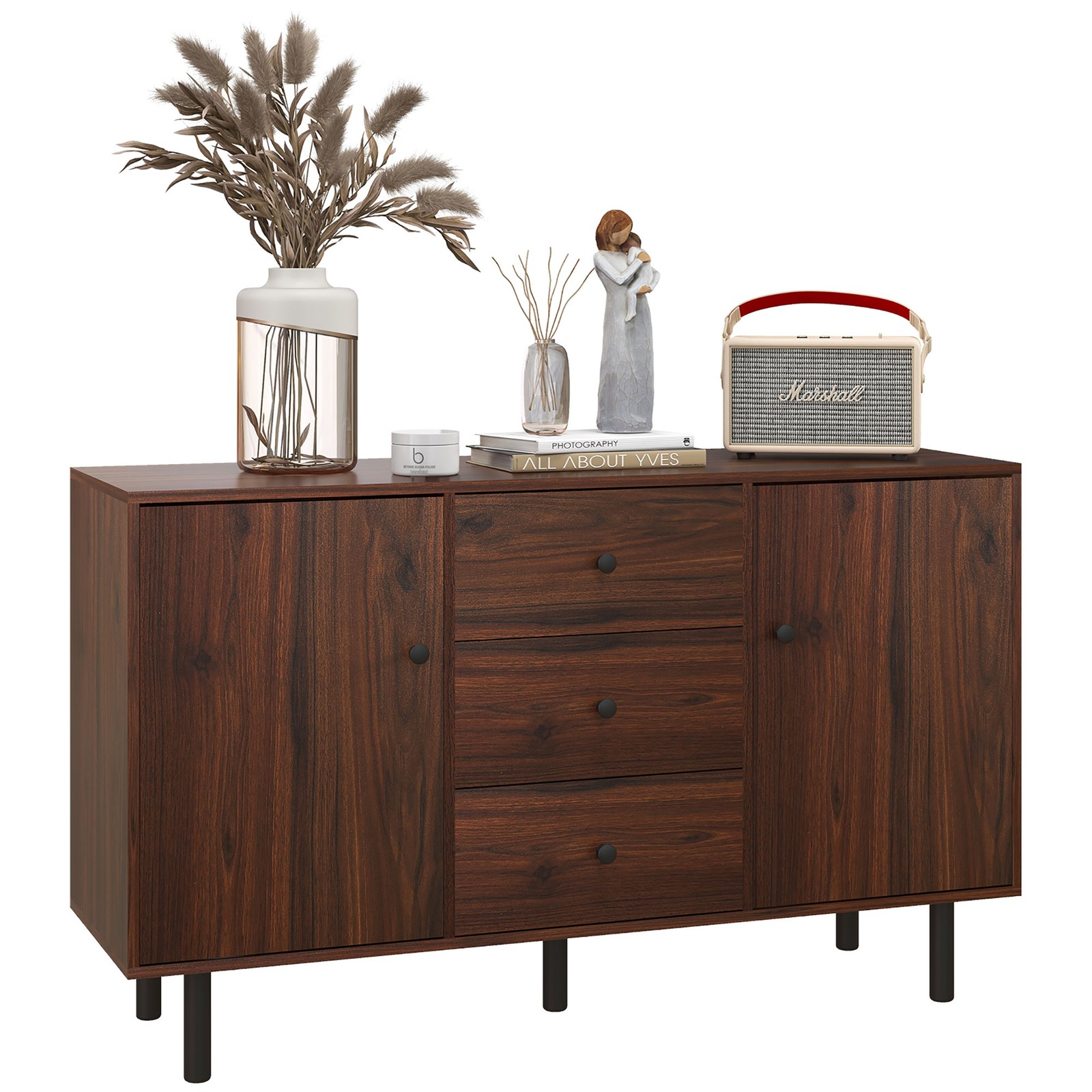 50" Rustic Sideboard Buffet Cabinet 3 Drawers Adjustable Shelves Brown gallery