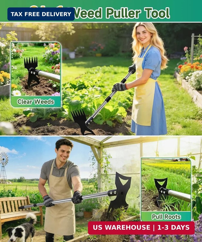 71in Weed Puller Tool with Long Handle, 2 in 1 Heavy Duty Garden Hoe and Hand We gallery
