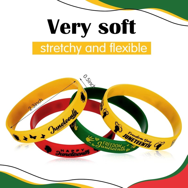 60 Pcs Juneteenth Rubber Bracelets Black History Month Party Favors Juneteenth P gallery