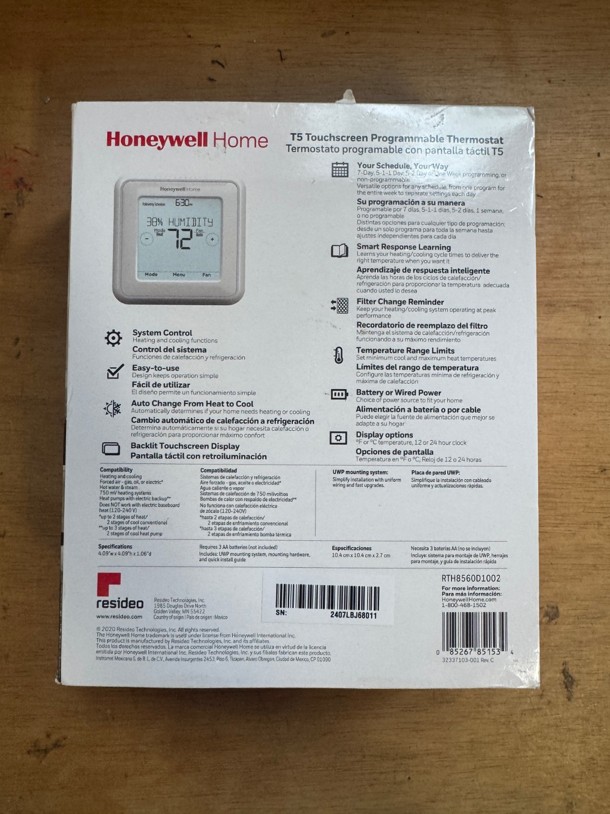 Honeywell T5 7-Day Programmable Thermostat Touchscreen Display RTH8560D gallery