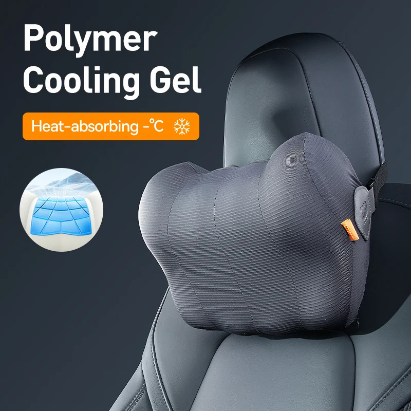Car Headrest & Lumbar Support Pillow Cooling Gel Memory Foam Neck Waist Cushion gallery