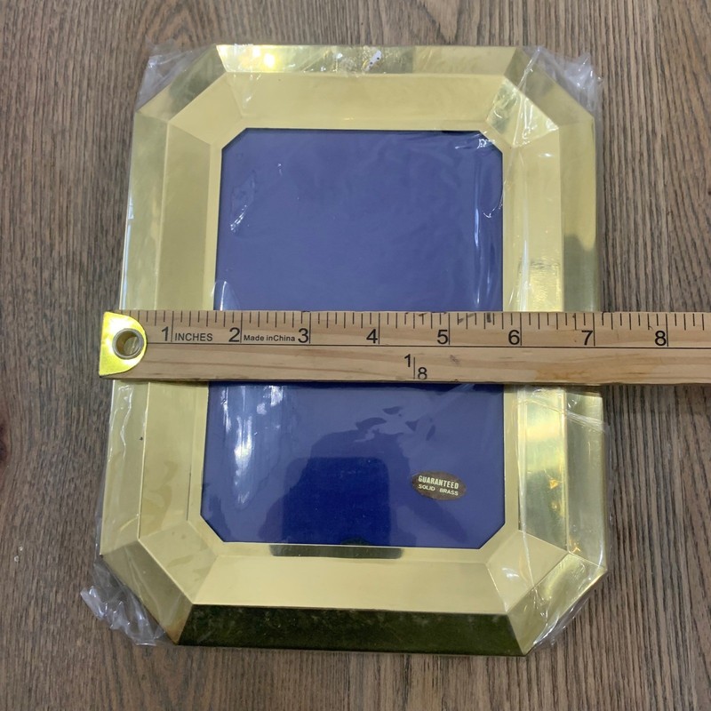 Vintage Solid Brass Beveled Octagon Picture Frame Gold 5x7 Tabletop Wall Mount gallery