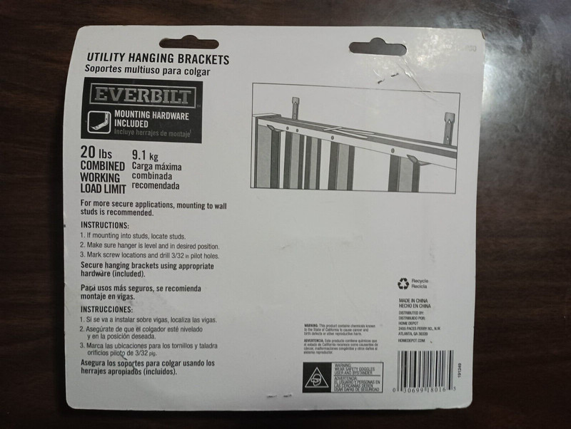 Everbilt Utility Hanging Brackets - 20 LB - 118 060 - 2 brackets/4 screws gallery