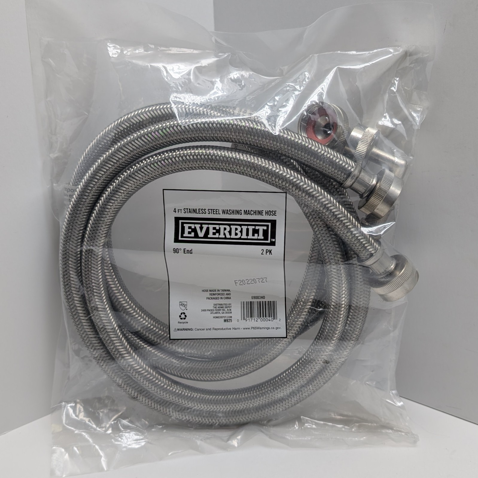 Everbilt 4 ft. Polymer Coated Stainless Steel Washing Machine Connector (2-Pack) gallery