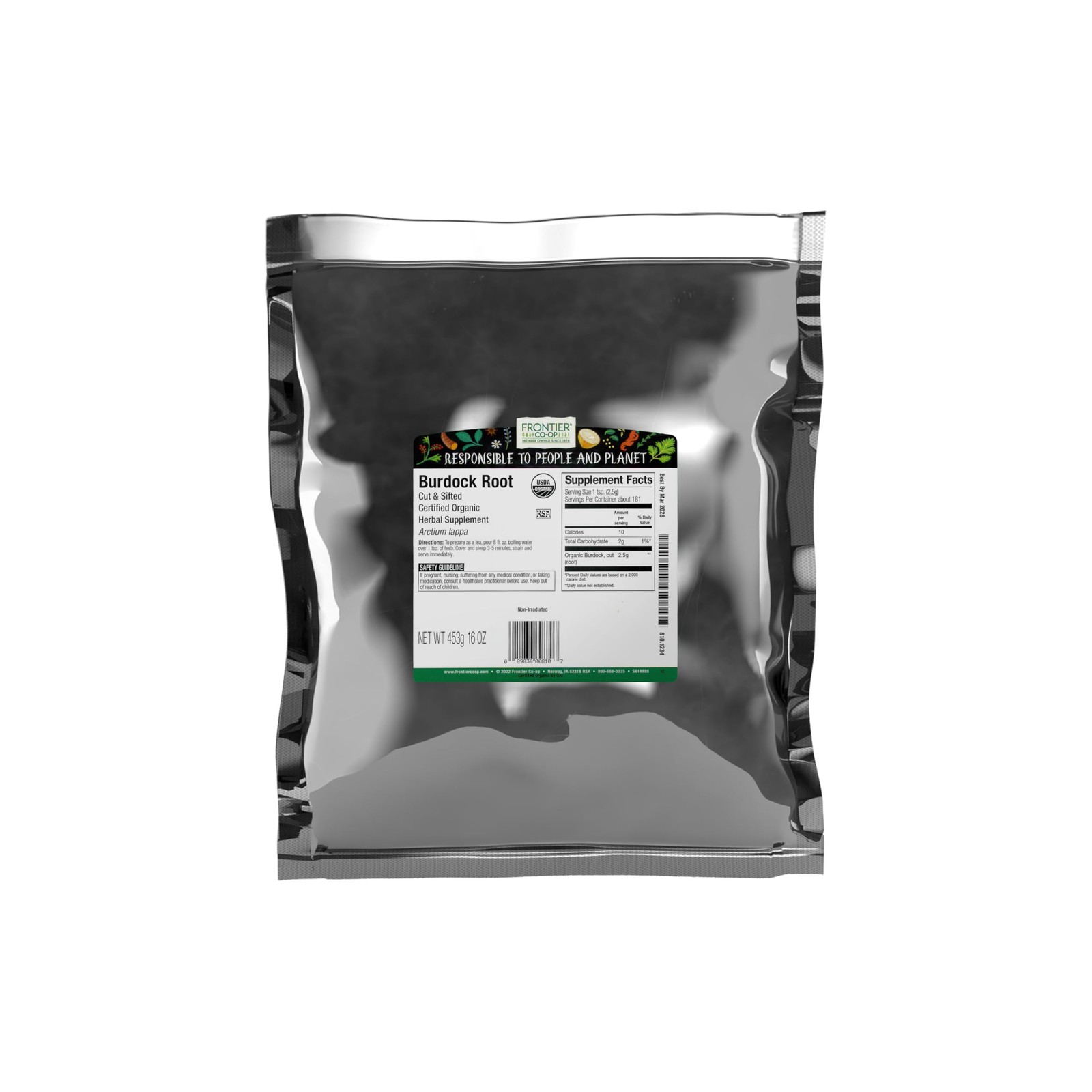 Frontier Organic Burdock Root, 1-Pound Bulk Bag, Common 16 Ounce (Pack of 1) gallery