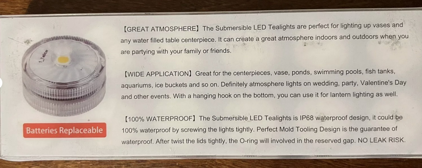 Submersible LED Light,Pink Small LED Light,100 Hours Waterproof Flameless Led gallery