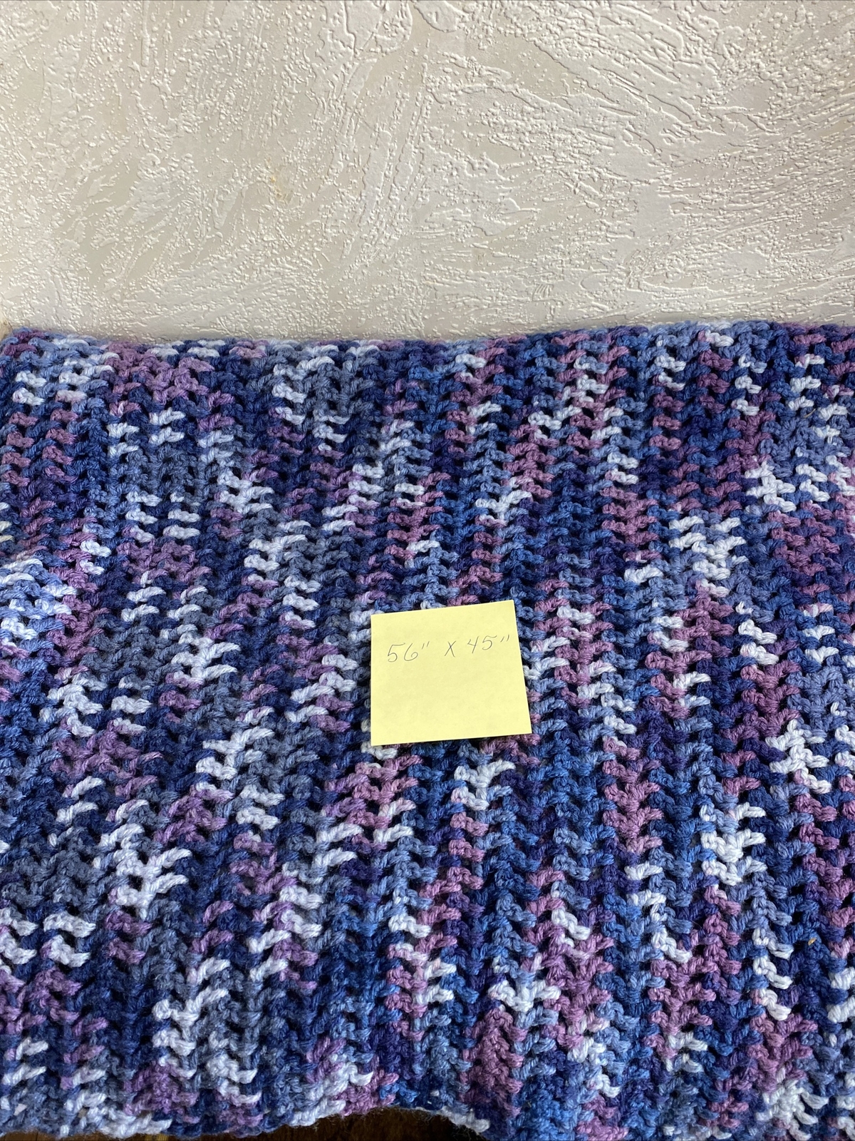 Beautiful Handmade Afghan Purple And Blues 56“ X 45“ gallery