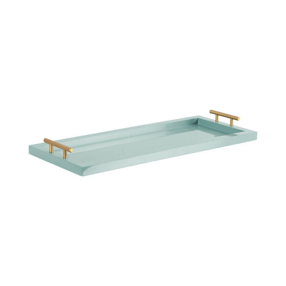 Kate and Laurel Halsey Blue Rectangle Wooden 24 in. Decorative Tray gallery