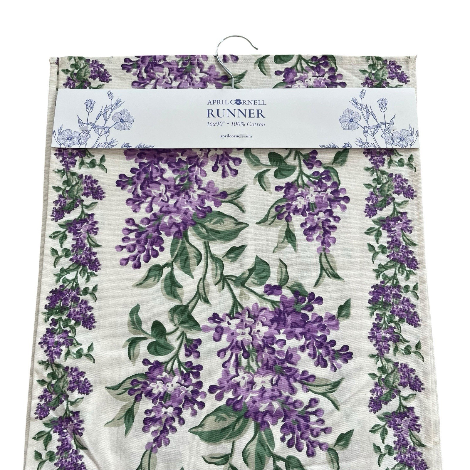 April Cornell Lilac Festival Table Runner 16x90 Cotton Purple Cottage Floral New gallery