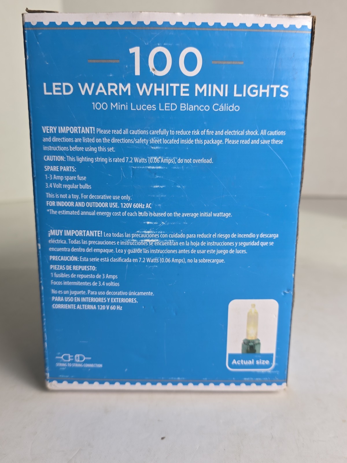 HOLIDAY TIME 100 LED Warm White Mini Lights Indoor/Outdoor 24.5 Ft gallery