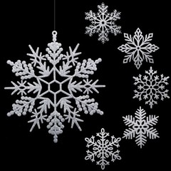 Sratte 24 Pack Large Glitter Snowflakes Ornaments 12″ Plastic Giant Winter Ch…