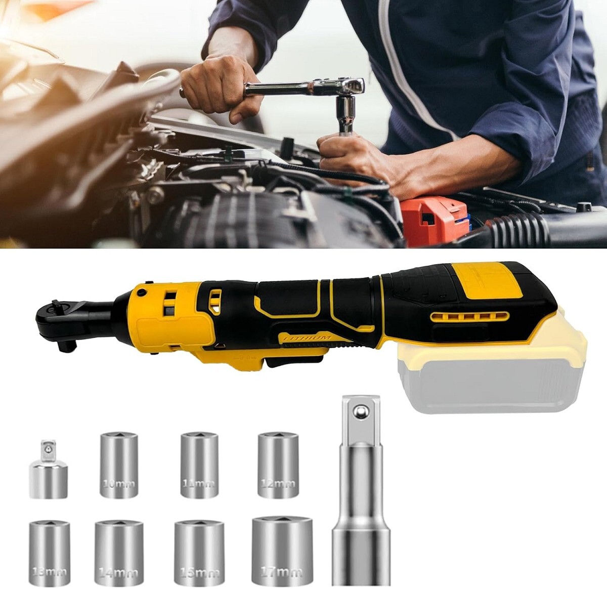 Cordless Ratchet Wrench Compatible DEWALT 20V MAX Battery 3/8" & 1/4" 70 Ft-lbs gallery