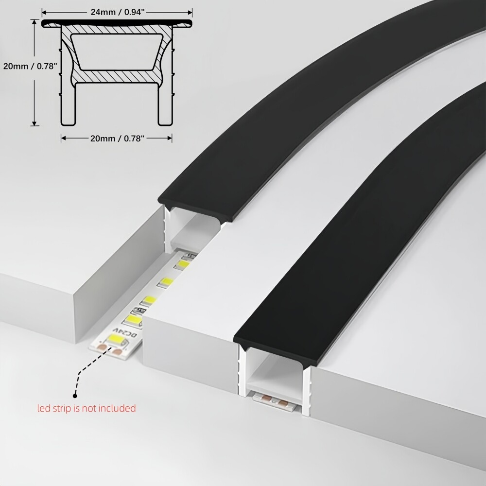 16.4FT/5M Spotless Black Silicone LED Channel System 20x20mm Through Free gallery