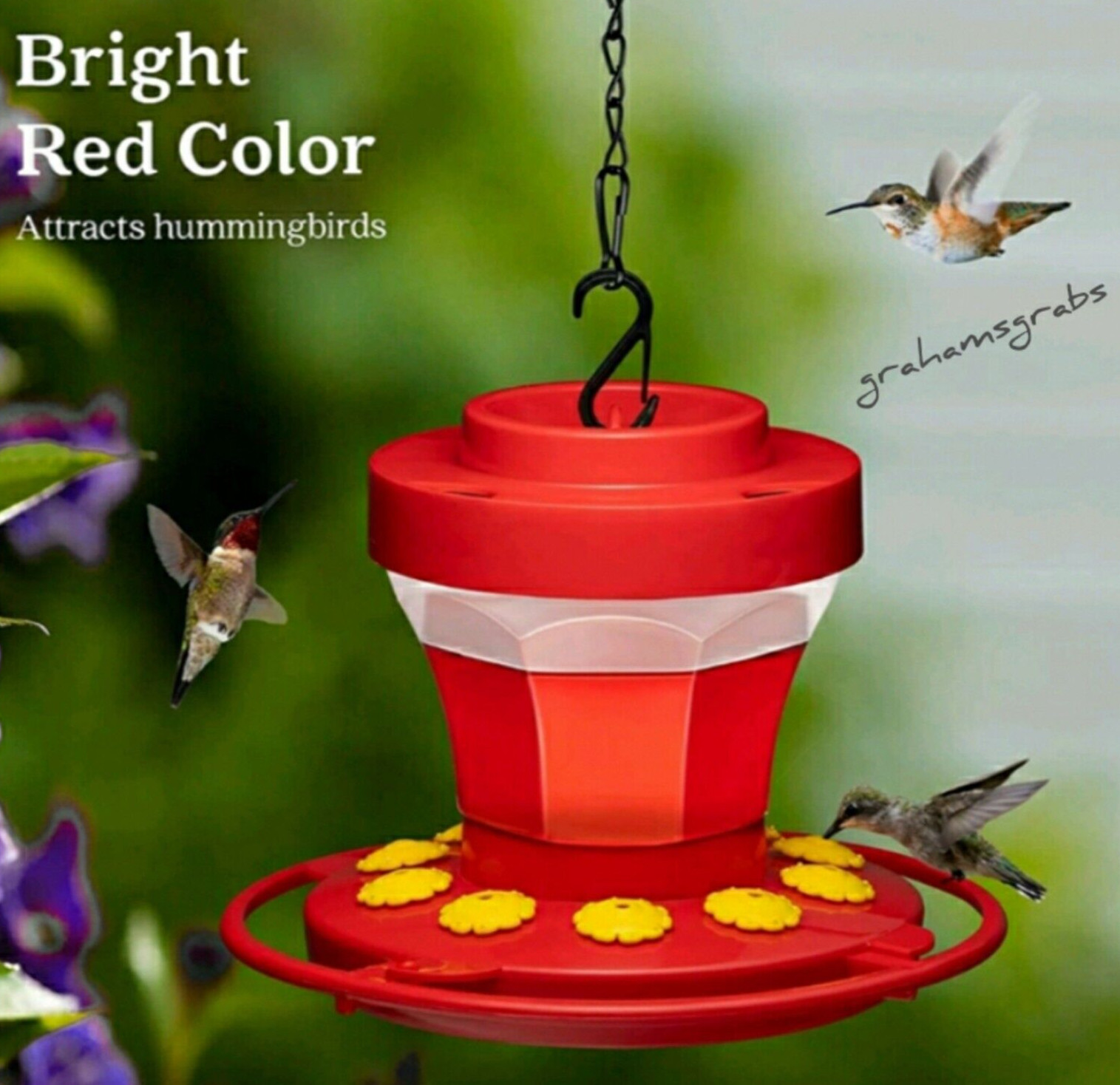 FIRST NATURE FLOWER HUMMINGBIRD FEEDER 16 OZ WIDE MOUTH #3091 EASY CLEAN USA gallery