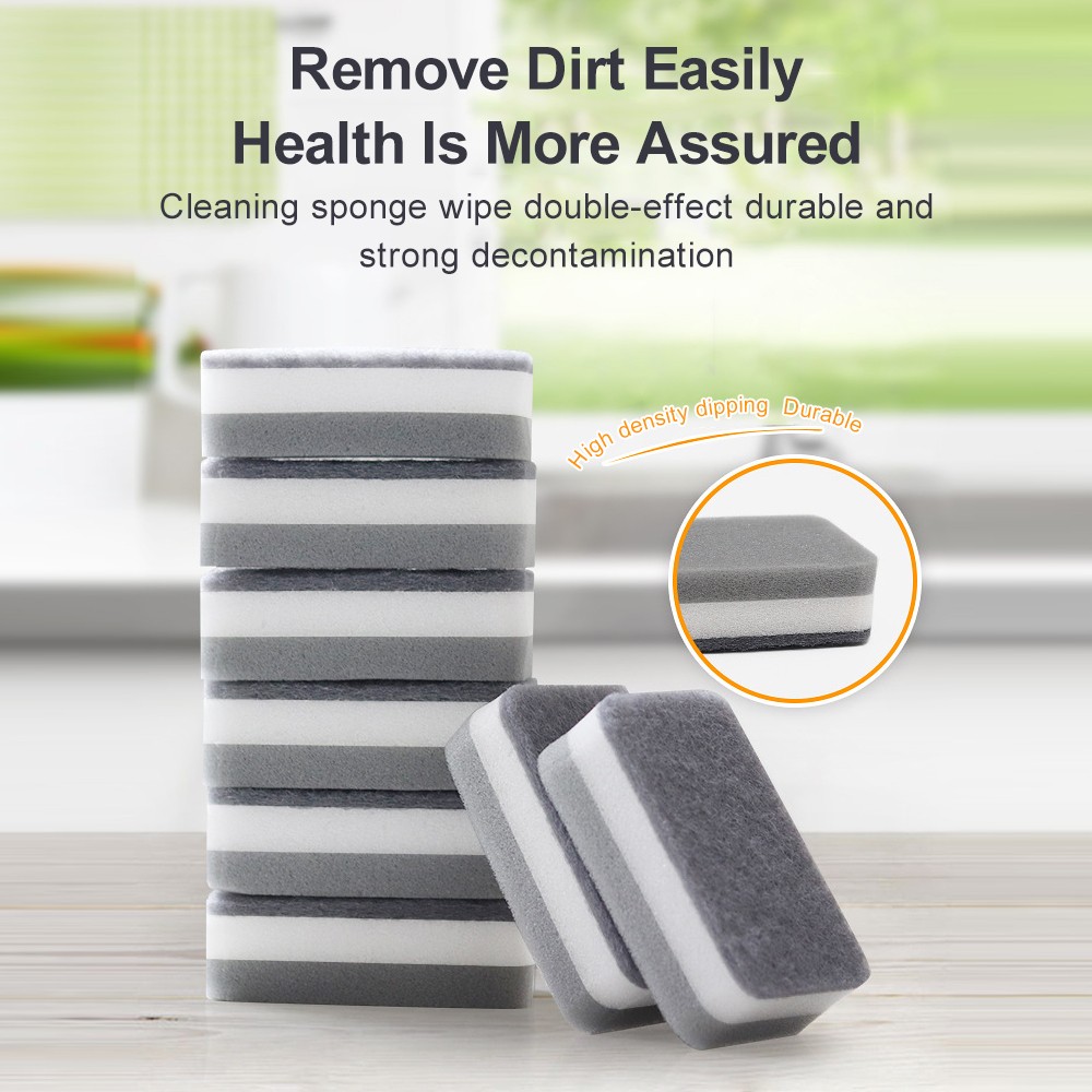 10PC Sponge Dishwashing Wipe High-Density Kitchen Cleaning For Utensils Grey For gallery