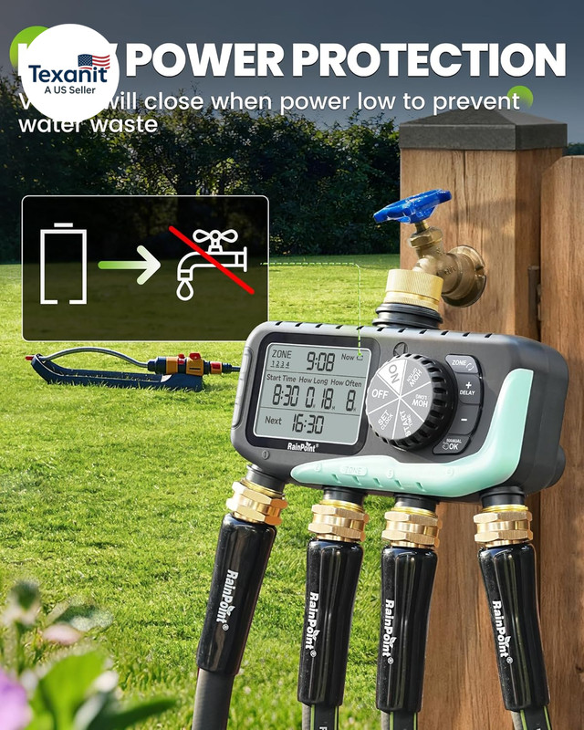 Sprinkler Timer 4 Zone, Water Timer for Programmable, for Soaker Hose with Rain gallery
