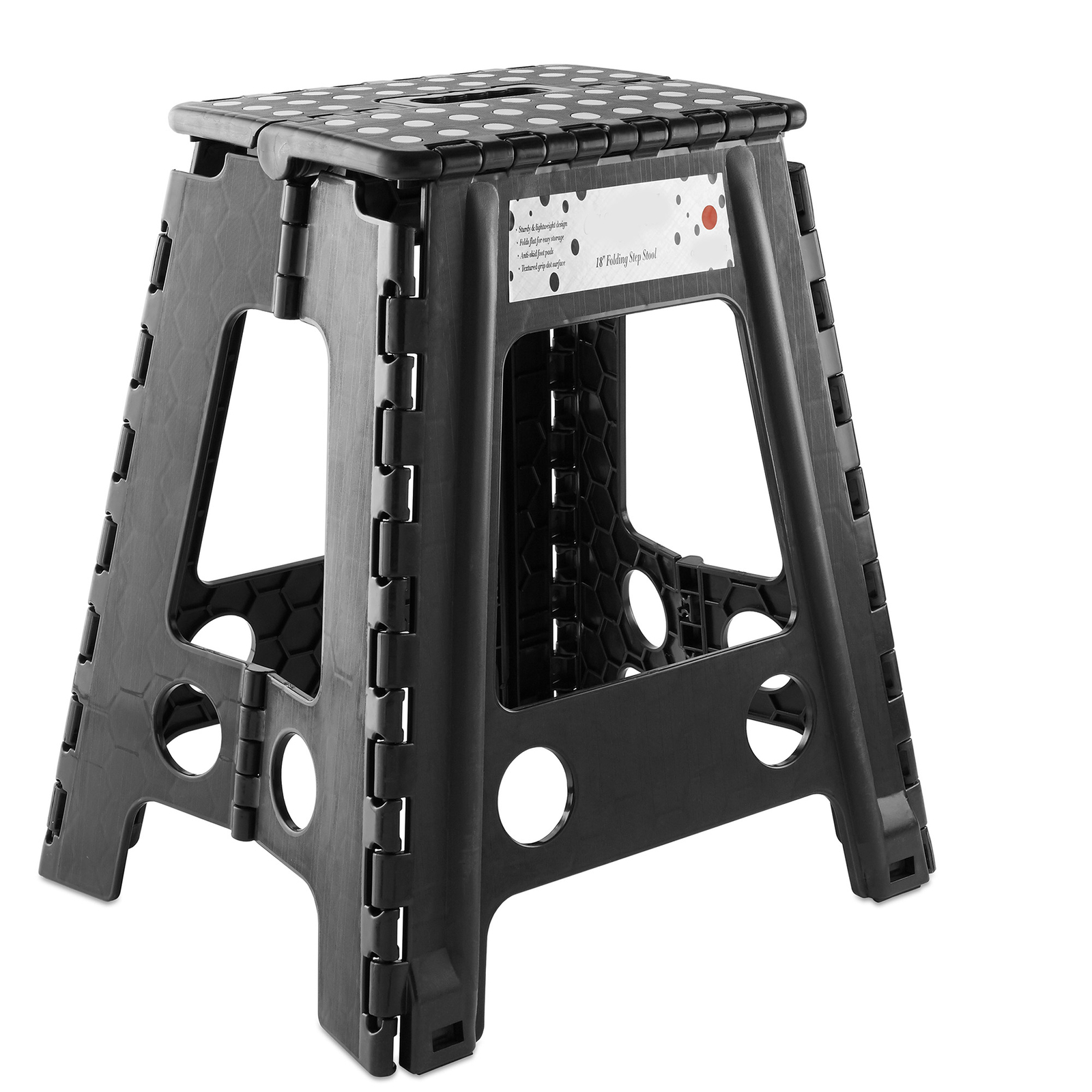 18" Folding Plastic Step Foot Stool with Handle - Black gallery