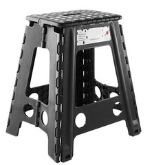 18″ Folding Plastic Step Foot Stool with Handle – Black