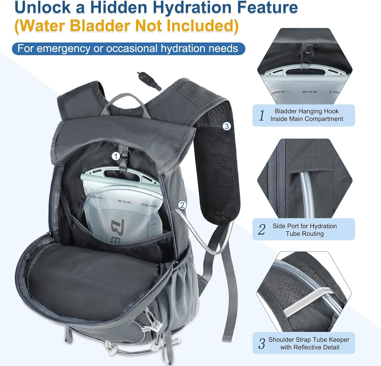 Hiking Backpack 15L Small Backpack Packable Day Pack Water Resistant Lightweight 5
