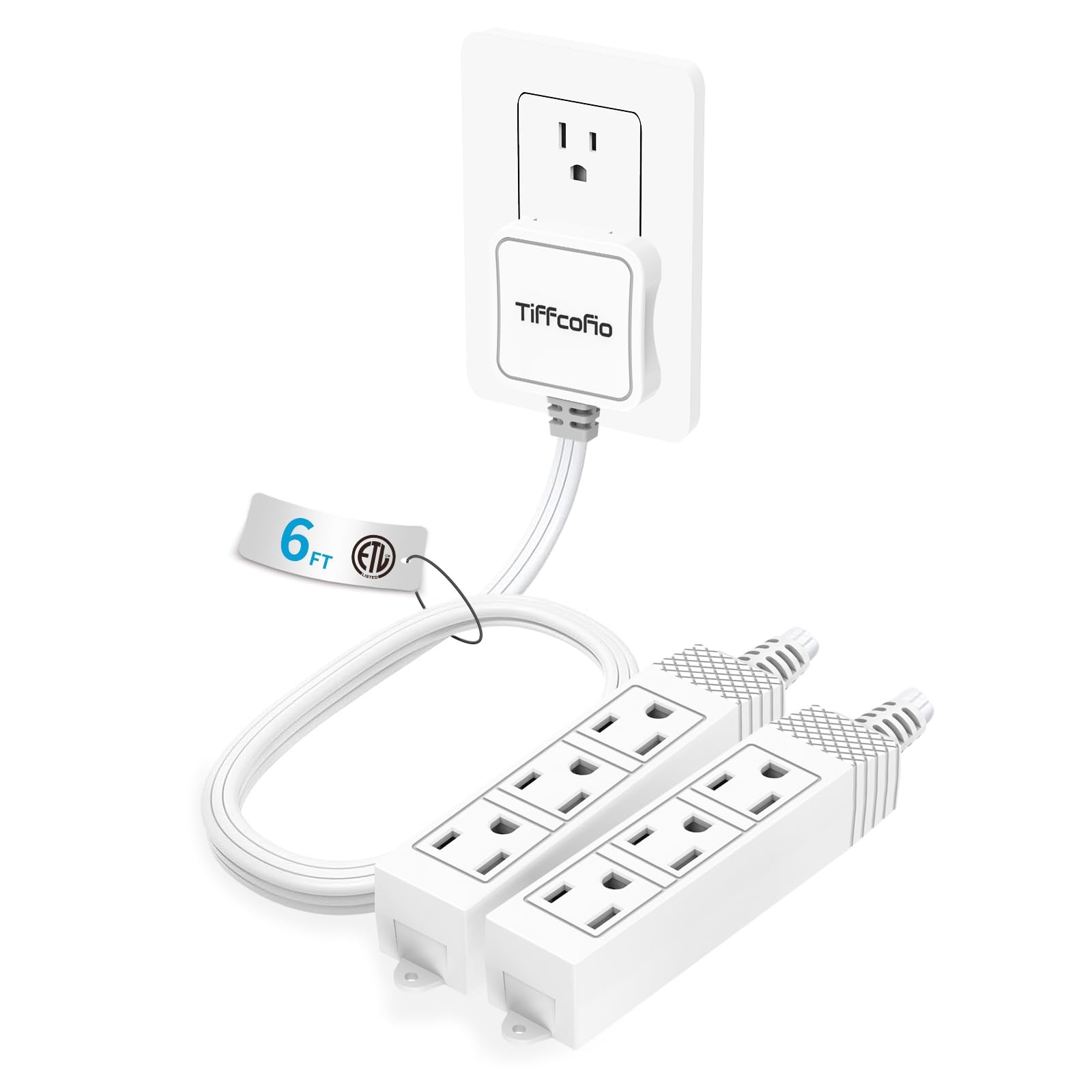 12 Feet 3 Prong Flat Plug Outlet Strip Twin Extension Cord 13A/1625W 16 AWG gallery