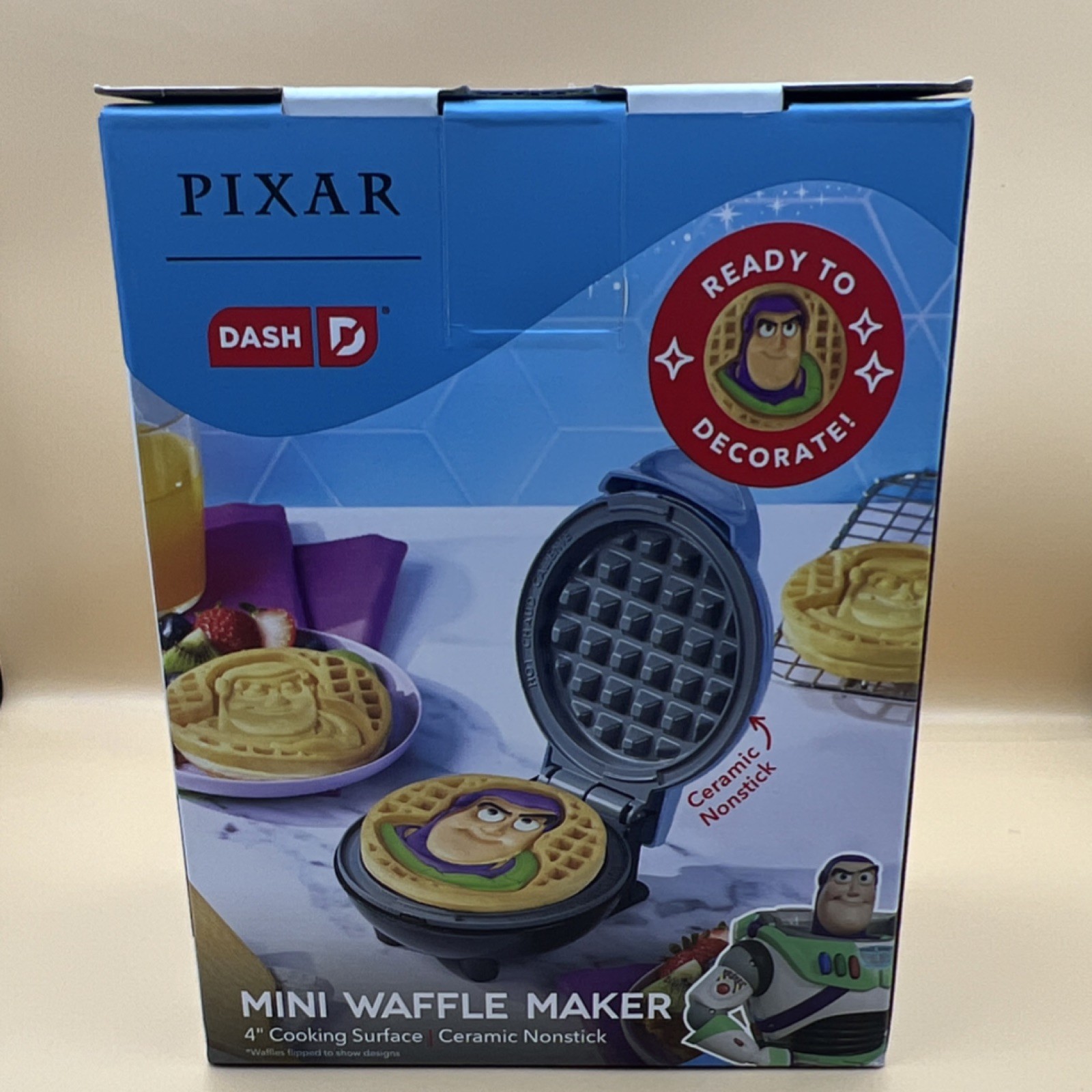 DASH Pixar Toy Story Buzz Lightyear Ceramic Mini Waffle Maker 4" Blue Recipes gallery
