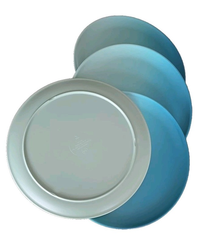 Four (4) Sun Squad ~ 10.5" Dinner Plates ~ Melamine ~ Two Tone Teal gallery