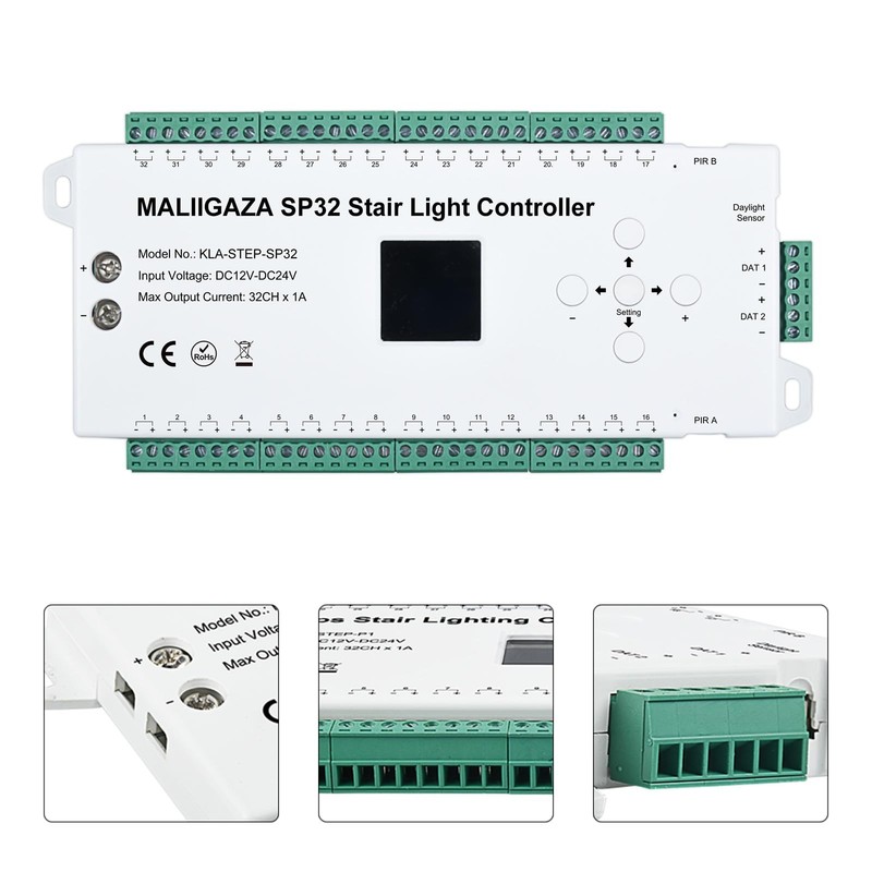 Motion Sensor LED Stair Controller, 32 Channel PIR black gallery