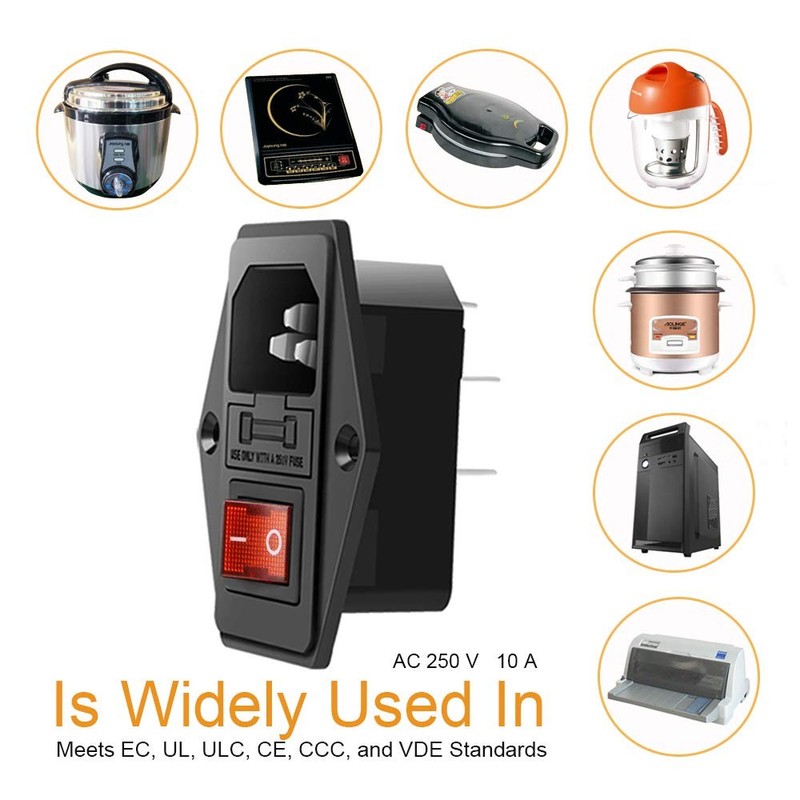 3Pcs AC-14-F16A Switch Power Socket 10A Fuse Three in One Switch Power Socket gallery
