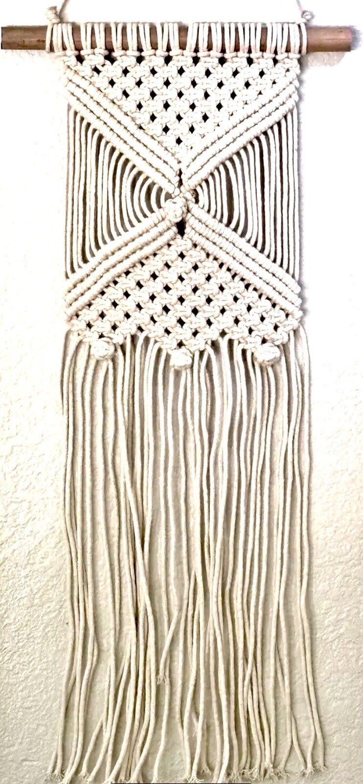 34"L Handcrafted Artisanal Beige Contemporary Macramé Wall Hanging Tapestry New gallery
