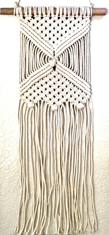 34"L Handcrafted Artisanal Beige Contemporary Macramé Wall Hanging Tapestry New gallery