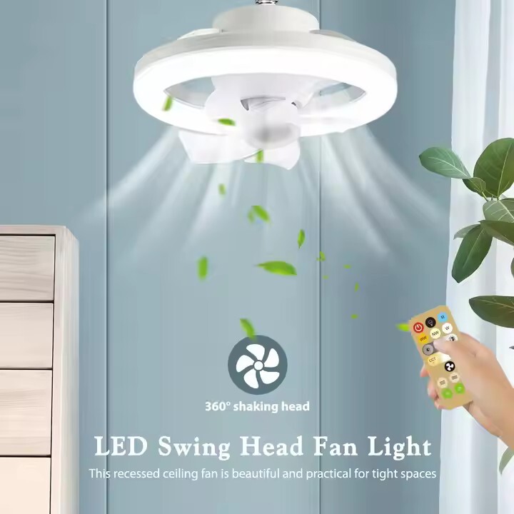 Socket Ceiling Fans With Lights And Remote- Socket Fan Light With Dimmable LED gallery