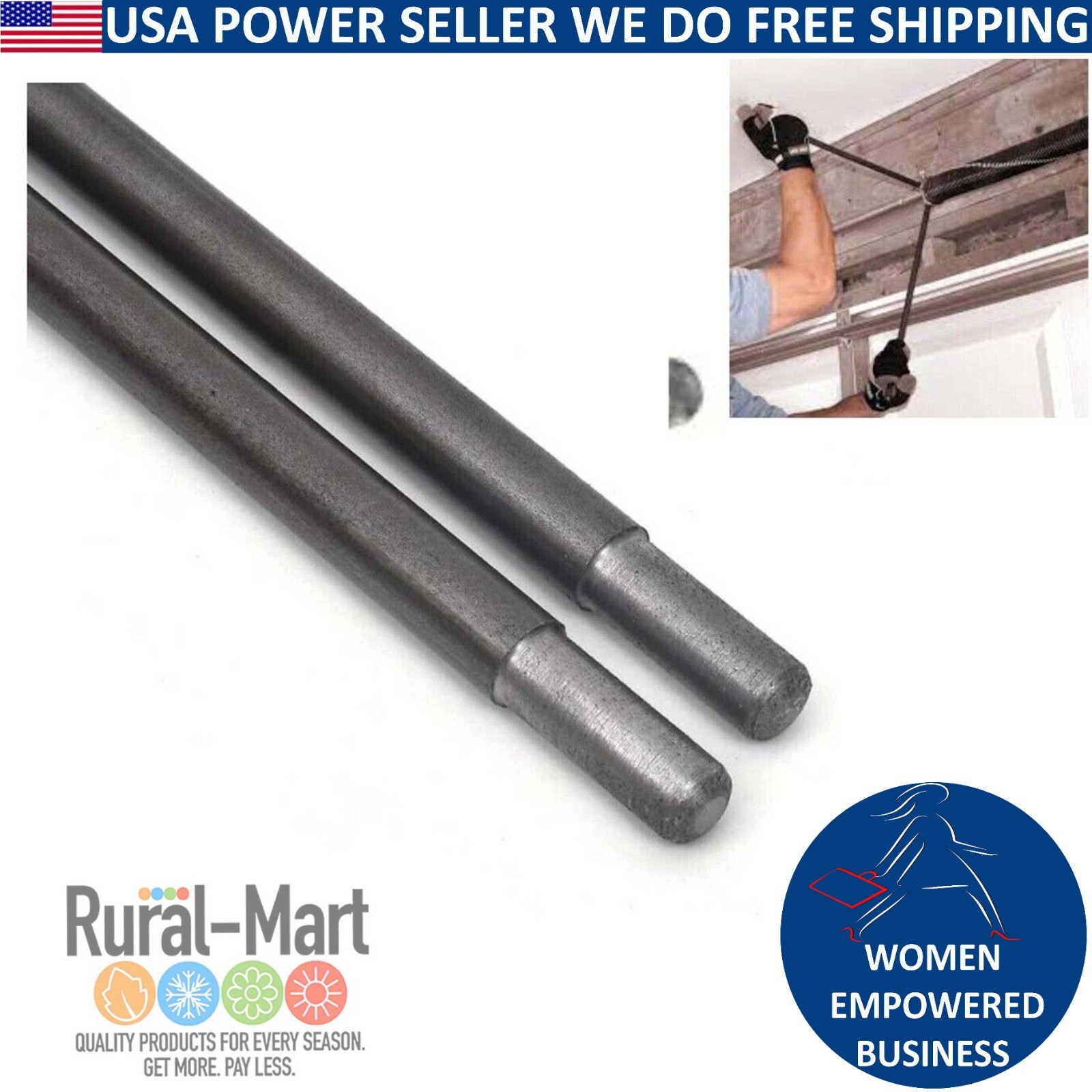 2pk 18" Winding Rods for Garage Door Tension Spring Adjustment & Replacement gallery